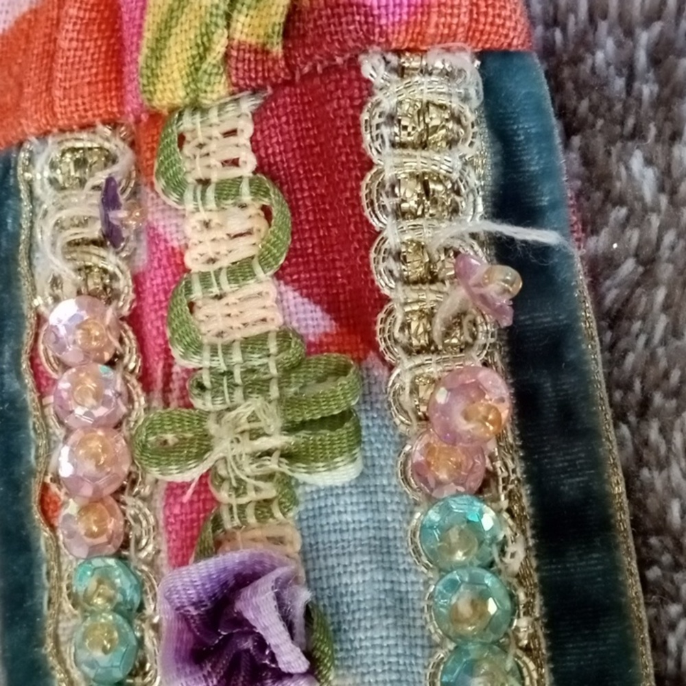 Y2K Style Linen Tie Belt Sequin And Ribbon Rosette - Picture 5 of 9